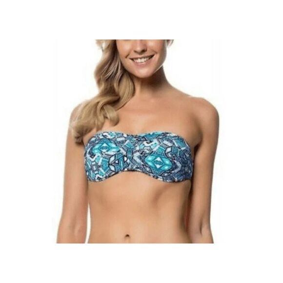 Jessica Simpson Womens Tie Back‎ Bandeau 2-Piece Swimsuit Multicolor Medium - Picture 1 of 5
